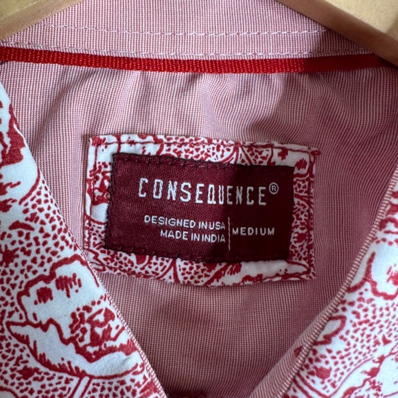 Consequence Men's Red Floral Short Sleeve Button Up Shirt Size Medium - Picture 4 of 5